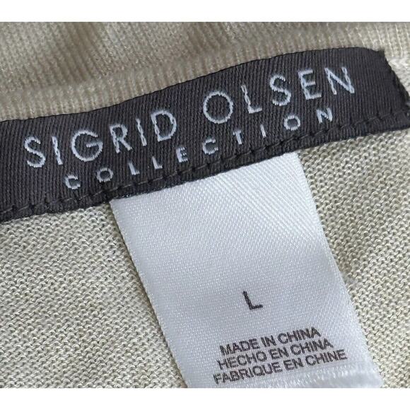 Vintage sigrid olsen beige brown beaded button Silk Tencel cardigan Size L - Picture 4 of 6